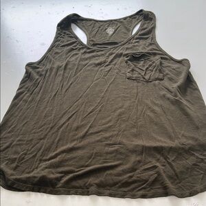 Fornia Small Green Sleeveless Pocket T Basic Tank Top